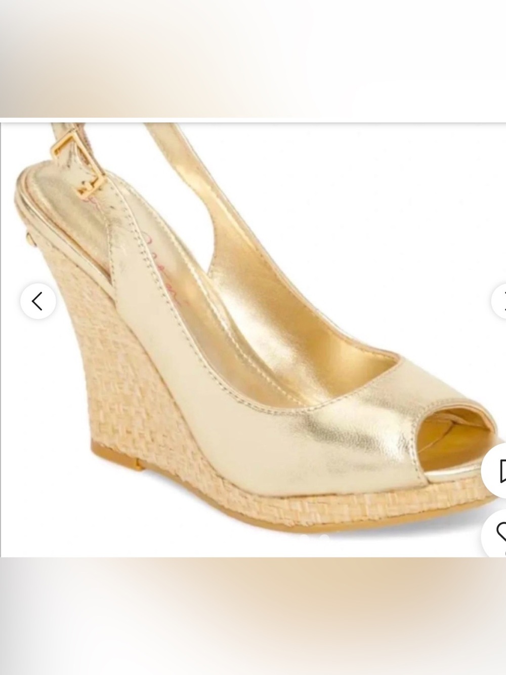 Lilly Pulitzer Kristin wedge, featuring Metallic Gold Leather Upper. Size 8